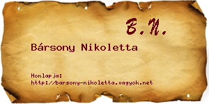 Bársony Nikoletta névjegykártya