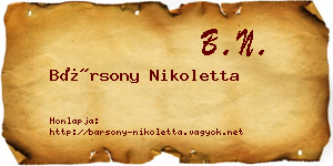Bársony Nikoletta névjegykártya