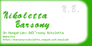 nikoletta barsony business card